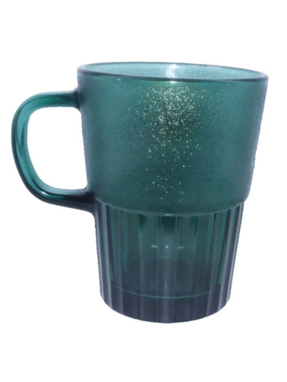 Starbucks Dark Green Goddess Coin heavier weight glass mug 400ml, 13.5 oz New